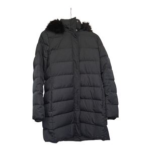 Lands End Black Puffer Coat with Faux Fur Trim Size Medium 10-12